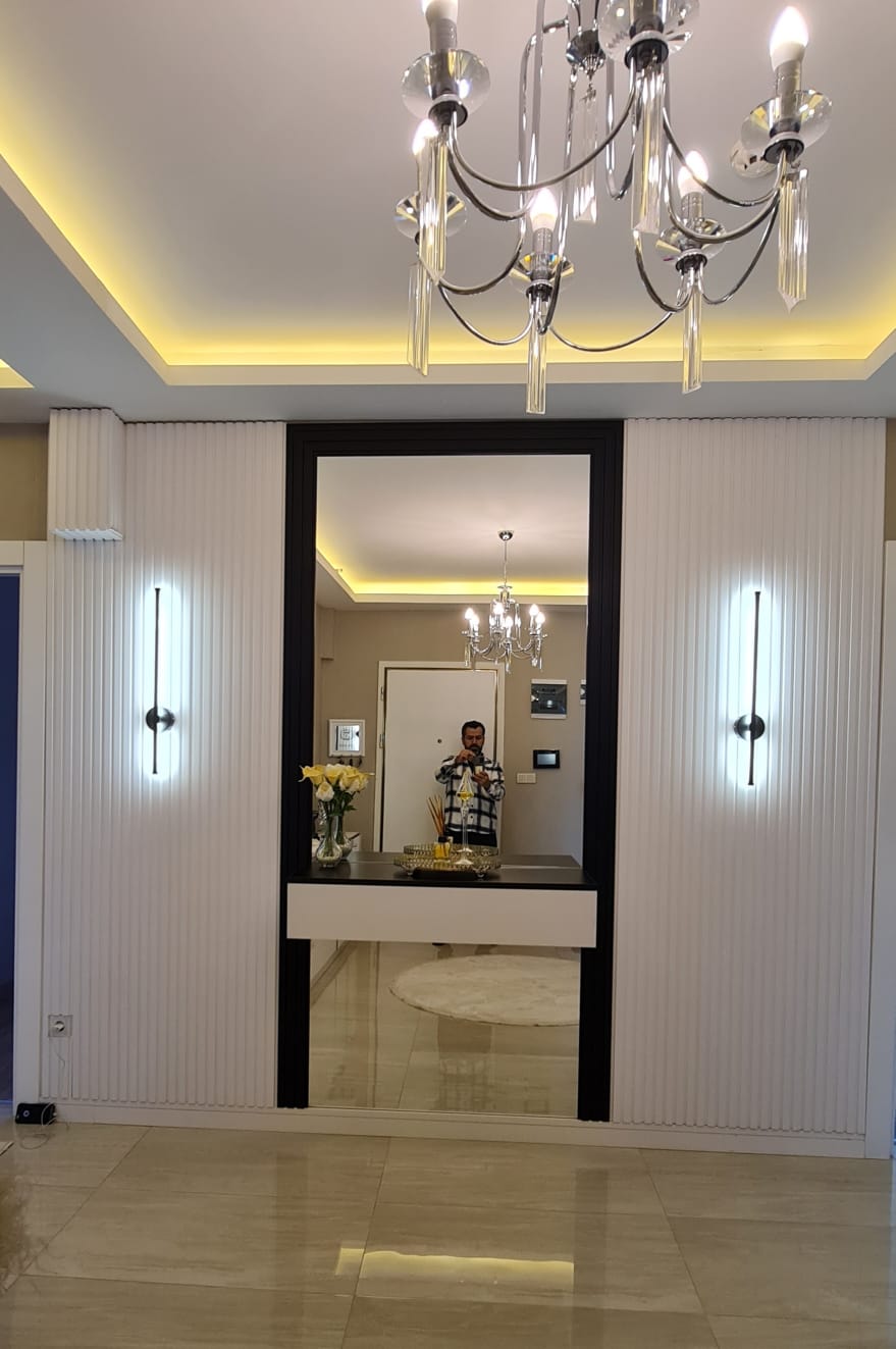 Antre ve Dresuar - Kemer Aynalı Işıklı Dresuar ve Çıta Panel | Duvar ...