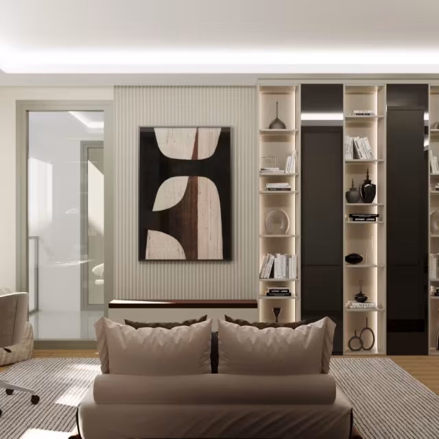 Raf Sistemli Giyinme Alanı ve Başucu Tasarımı uygulama görseli