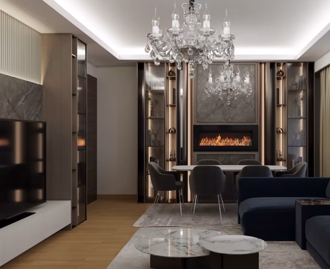 Salon Yemek Alanı için Somineli Mermer Duvar uygulama görseli